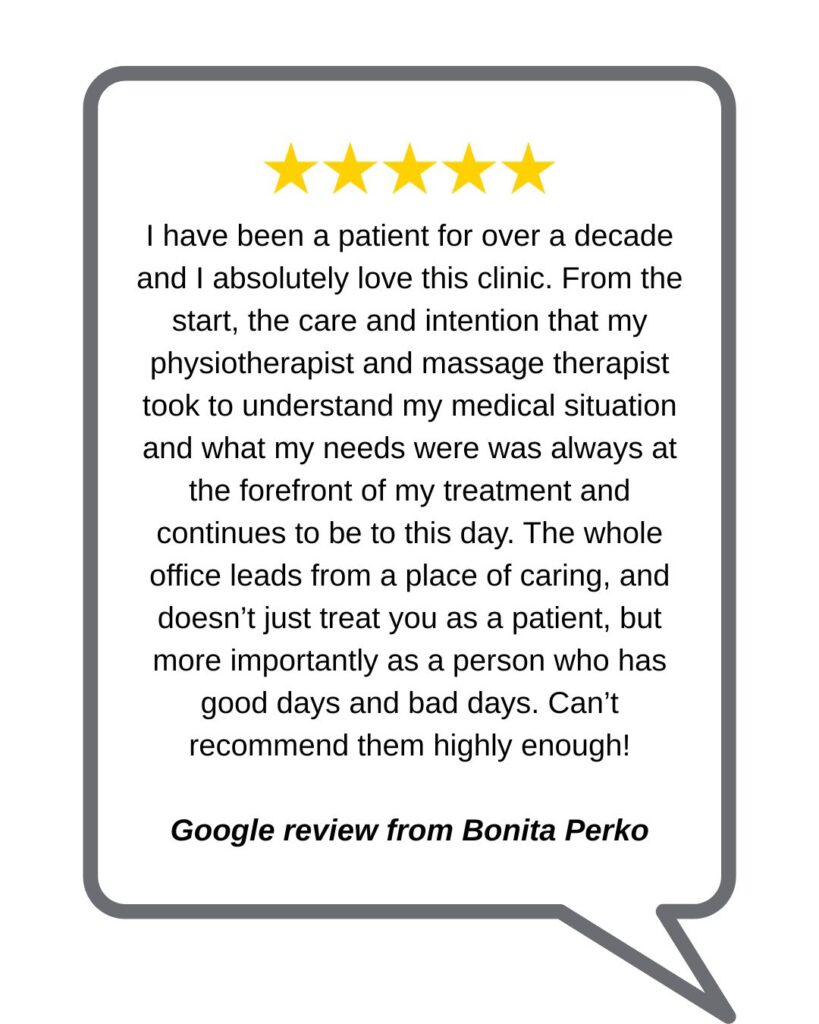 Google review of Cross Roads Physiotherapy & Massage Therapy by patient Bonita P.