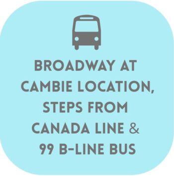 Located on West Broadway in Vancouver’s Cambie Village, Cross Roads Physiotherapy & Massage Therapy is steps away from the Canada Line Broadway-City Hall skytrain station.